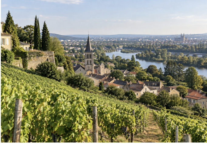 Vignes et panorama sur la Moselle